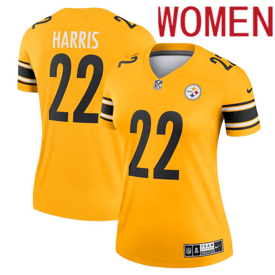 Women Pittsburgh Steelers #22 Najee Harris Nike Gold Inverted Legend NFL Jersey